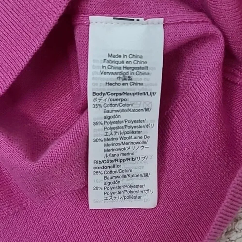 J. Crew Tippi Pink Floral Short Sleeve Merino Wool Crewneck Sweater